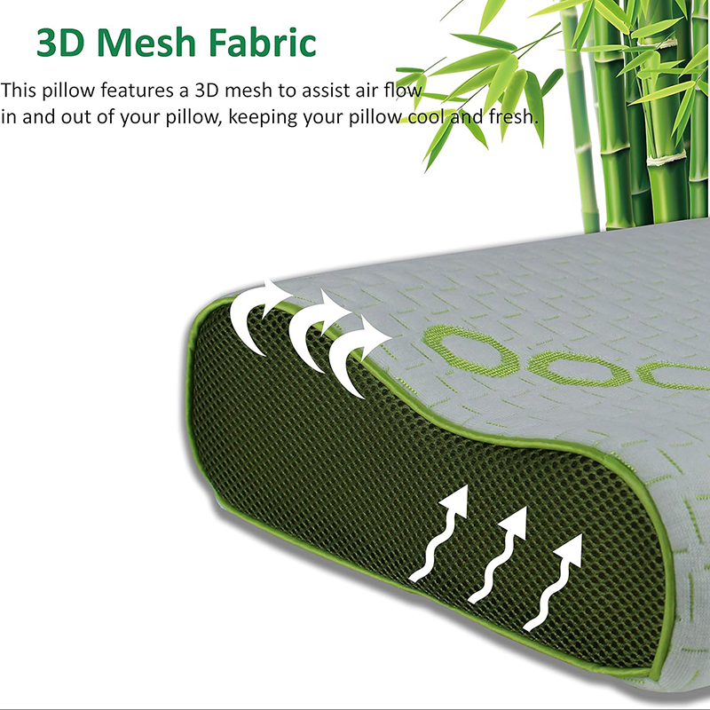 Cervical Bamboo Contour Memory Foam Pillow with Removable Cover - Orthopedic Cervical Support (40cm x 60cm)