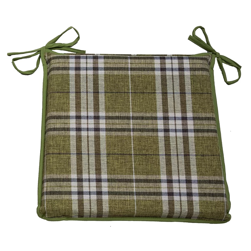 Tartan Check & Stripe Chocolate Chair Pads With Ties.