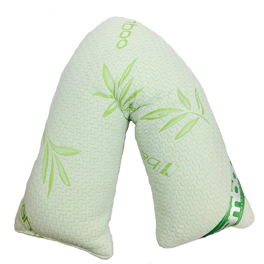 V-Shaped Bamboo Pillow, Shredded Memory Foam with Breathable Soft Knit Removable Cover