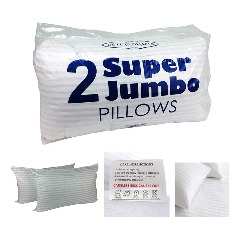 Deluxe Striped Polycotton SUPER JUMBO Pillows Bounce Back